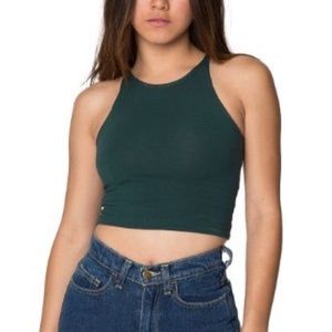 American Apparel Green Sleeveless Crop Top Tank S